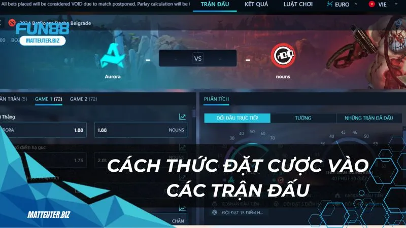 TF E-sport - Sân chơi cá cược cho các giải đấu hàng đầu 4 Cách thức đặt cược vào các trận đấu tại sảnh TF E-sport Fun88
